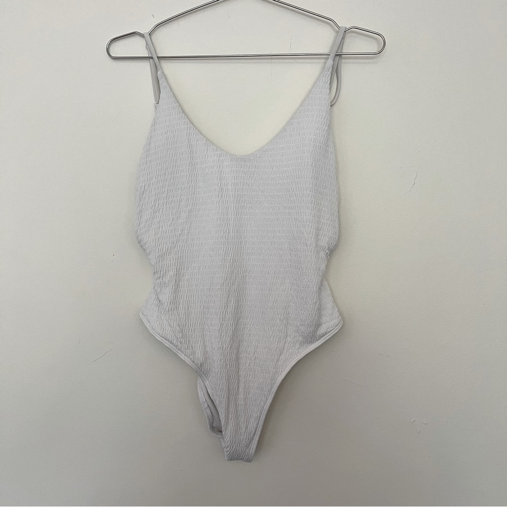 Aerie One Piece White Scoop Back Bathing Suit Size M